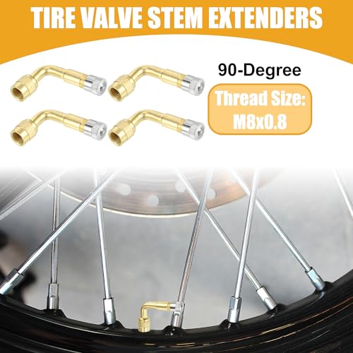 Image of 1 Set 90-Degree Universal Tire Valve Stem Extenders Extension Adapter - Cars RV Bicycles Motorcycles Trailers Tubeless Tire Valve - Copper Gold Tone