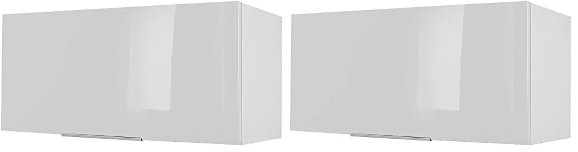BERLIOZ CREATIONS Mobile alto da cucina sopra cappa, Altro, bianco brillante, 80 x 34 x 35 cm (Confezione da 2)