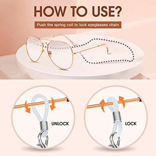 ONESING 4 Pcs Eyeglass Chains for Women Eyeglasses String Holder Elegant Glasses Strap Eyewear Chain Glasses Cord Lanyard Eyewear Retainer Chain
