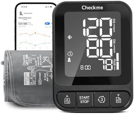 Checkme Blood Pressure Monitor for Home Use, Bluetooth Blood Pressure Machine w X3 Mesure Function, Arm Cuff 22-42cm, Large Screen w Backlit, 2 Power Mode, 2*199 Memory & Unlimited Data on APP, BP3-B