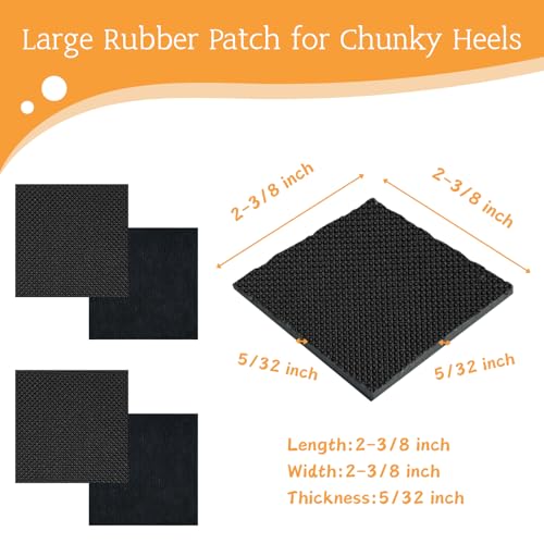 Image of Square Rubber Sole Sheet, Shoe Sole Repair Material for Shoe Heel, 5 /32 Inch Thick, Black, 4 Patches