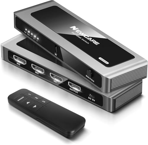 Image of NEWCARE HDMI Switch 5 in 1 Out, Aluminum 5 Ports HDMI Switcher Selector with Remote (3x1 8k@60Hz)
