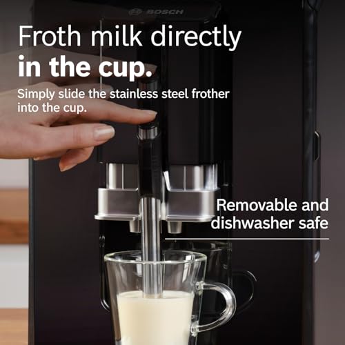 Image of Bosch 300 Series Fully Auto Espresso Machine with Grinder and Steam Wand | Touch Control Panel, Large Bean Capacity - Easy Clean, Maintenance - Barista Quality Super Coffee Maker for One-Touch Drinks