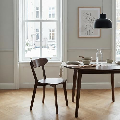 Image of Solid Wood Dining Chairs,Mid Century Modern Dining Chairs with Comfortable Curved Backrest,Wood Chairs for Kitchen,Dining Room (2, Walnut Color)