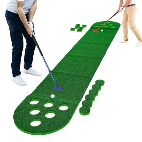 Mini Golf Course, Golf Pong Mat Game Set, Golf Putting Green Mat with 2 Putters, 2 Golf Balls for Indoor&Outdoor Short Game Office Party Backyard Use