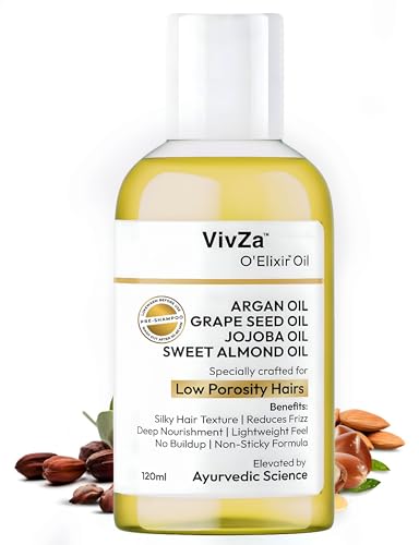 Image of Specialized Low Porosity Hair Oil | Deep Hydration, Frizz Control & Pre-Shampoo Treatment |Argan, Jojoba, Grapeseed & Sweet Almond Oil | 120ml