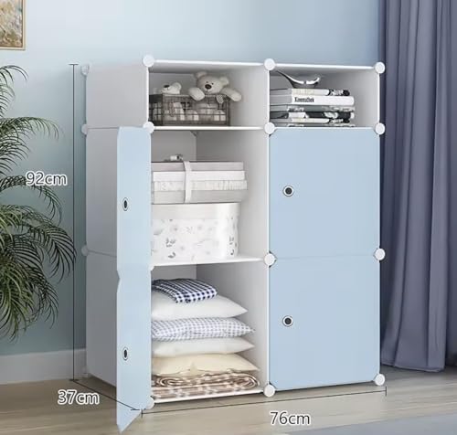 Image of Plastic Wardrobe for Kids Clothes - 4 Door Foldable Cupboard for Bedroom, Baby Clothes Storage Almirah with Doors, Collapsible Wardrobe Kids for Home (E5 Green)