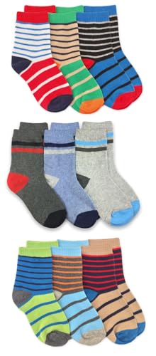 Jefferies Socks Boys Stripes and Wide Rib Crew Socks 9 Pair Pack