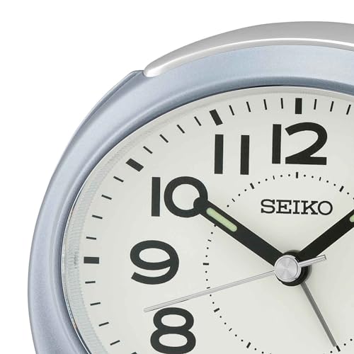 Image of Seiko Elegant Oval Blue Plastic Case White Dial Analog LumiBrite Alarm Table Clock (Size: 11.2 x 6.8 x 8.8 CM | Weight: 130 gram)
