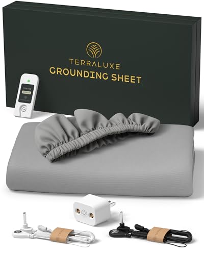 Terraluxe Grounding Sheets Queen, 12% Pure Silver, Organic Cotton, Cool, Soft, Fitted Earthing...