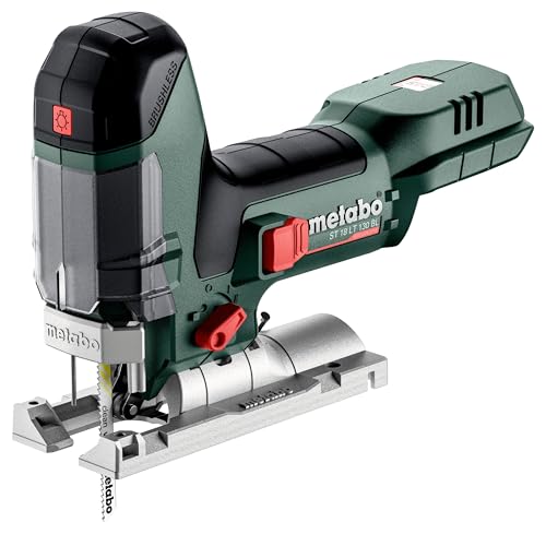 metabo Akku-Stichsäge ST 18 LT 130 BL - 18 V, 130 mm Schnitttiefe - Pendelhub, LED-Licht, werkzeugloser Sägeblattwechsel, Späneblasfunktion, Absaugung, für Holz, Metall & Kunststoff - Inkl. Zubehör
