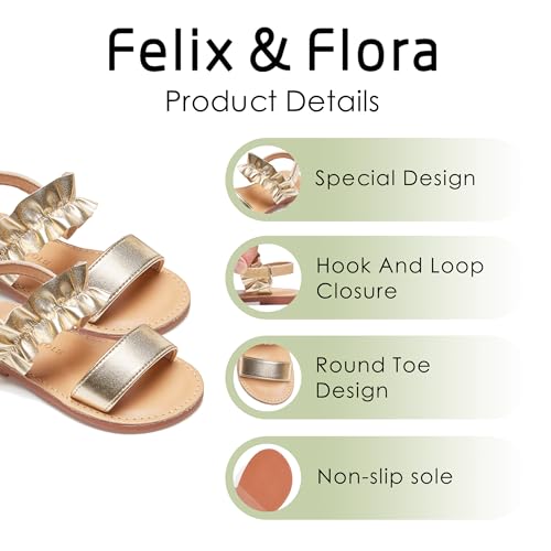 Image of Felix & Flora Toddler Girl Sandals - Little Girl Easter Dress Shoes Lightweight Open Toe Beach Holiday Flats