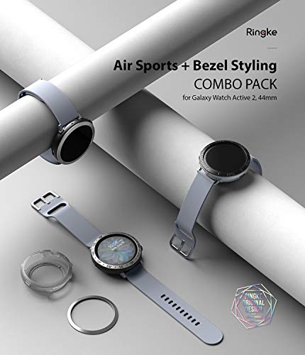 Image of Ringke Air Sports + Bezel Styling Stainless Steel Combo Case Designed for Galaxy Watch Active 2 44mm - 31-Matte Clear