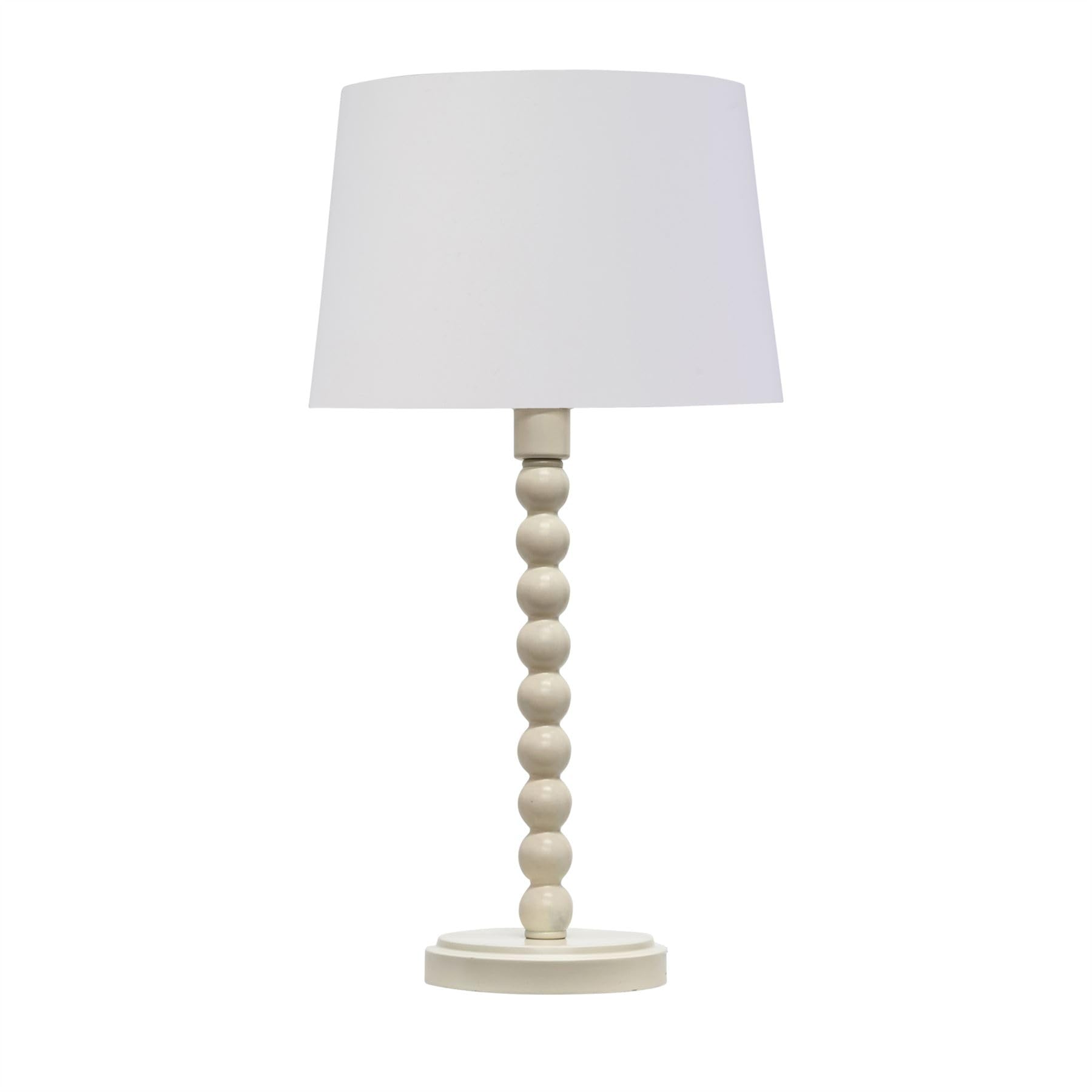 Firstchoicelighting Ivory & White Cream Bobbin Design Table Lamp Or Bedside Light, White Cotton Shade With Gold Inner
