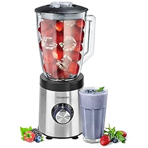 Standmixer 800 Watt 6-Fach Metallmesser 1,5 Liter 5 Stufen Glas Edelstahl Pulsfunktion Universal Power Mixer Eiweiß Shaker Hand Blender Ice Crusher Zerkleinerer Smoothie Maker Stand Mixer