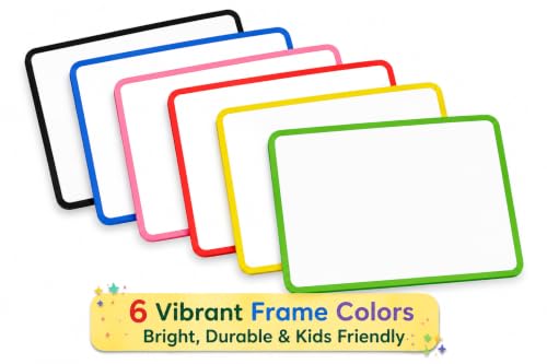 Image of YAJNAS 8x10 Inch Double-Sided Writing Whiteboard Mini Slate with Multi-Color Frame | Pack of 1 | Includes 1 Marker Pen | Reusable Dry Erase Writing Board for Meeting, Planning, Teaching, Office & Home