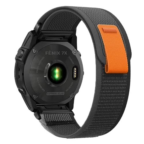 SumRioo QuickFit 26 mm Correa para Garmin Fenix 8/8 Solar 51 mm/7X Pro Solar/7X Pro/7X/6X Pro/6X/5X Plus/5X/3/3HR, Nylon Loop Trail Correa para Garmin Epix 2 Pro 51 mm, Tactix Delta, Negro/Gris