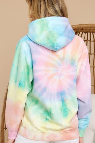 Image of HVEPUO Tie Dye Print Hoodie Long Sleeve Drawstring Pullover Tops Loose Casual Sweatshirt For Women(S-XXL)