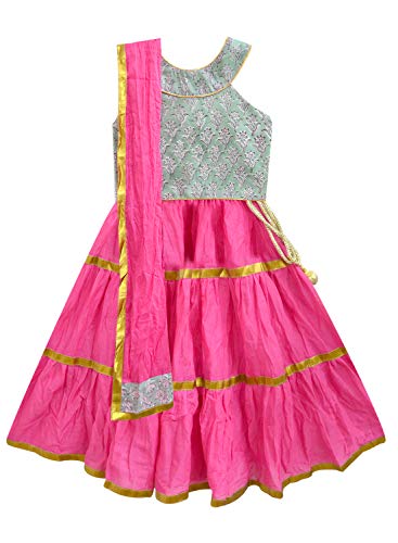 Image of A.T.U.N. (ALL THINGS UBER NICE) Girls Cotton Printed Readymade Ghaghra | Lehenga Choli and Dupatta Set | Ethnic Wear Clothing Set for Festival Occasions