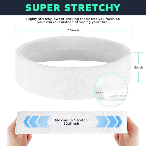 Image of Sweatbands Sports Headband for Men & Women - Terry Cloth Moisture-Wicking Sports Towel Headband for Tennis, Basketball, Running, Gym, and Fitness Working Out