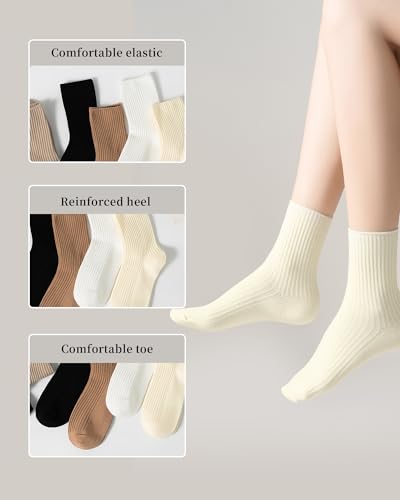 Womens Cute Crew Socks Casual Cotton Socks for Women Neutral Athletic4