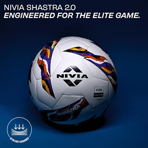 Image of Nivia Shastra Thermobond Football, Match Ball, 8 Panels, Soft-Touch PU Leather Cover, Latex Bladder, to Play On Both Natural and Artificial Grass (Multicolor, Size - 5)