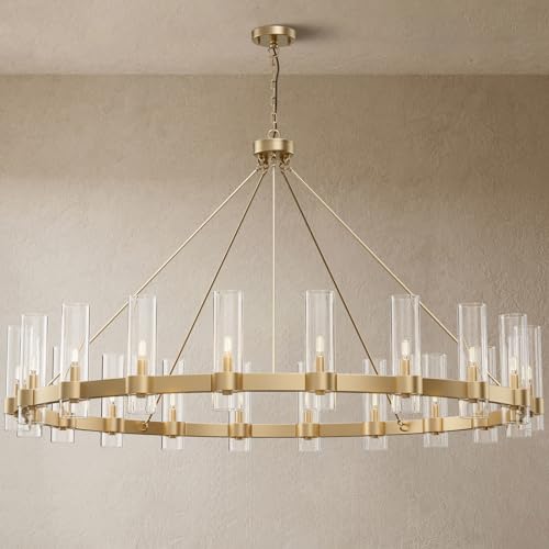 YIOSI 60 Inch Gold Chandelier, Wagon Wheel Chandelier...
