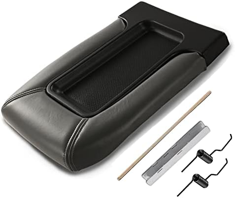 OLVEVLO3 Center Armrest Console Lid Replacement Kit for 1999-2007 Chevy Silverado, Avalanche, Suburban, Tahoe/GMC Sierra, Yukon 19127364, 19127365,19127366 (Dark Gray)