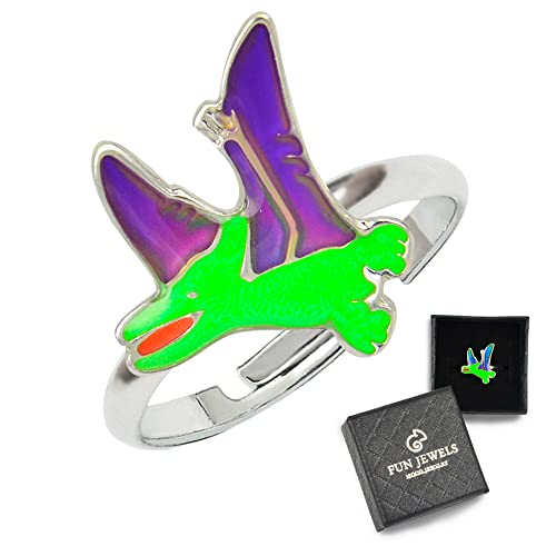 Image of Dinosaur Color Change Kids Pterodactylus Mood Ring Gift for Boys Girls Size Adjustable
