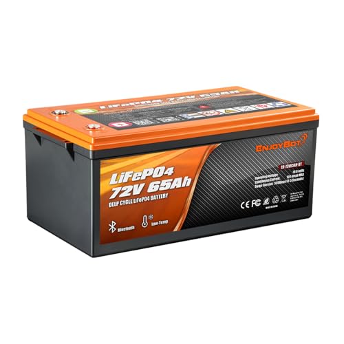 Enjoybot 72V 65Ah LiFePO4 Lithium Battery, 120A BMS Deep Cycle Battery with Bluetooth and Low-Temp Protection, 9216W Output Power, Peak Current 500A for 72V Golf Carts, LSVs, NEVs, Electric UTVs