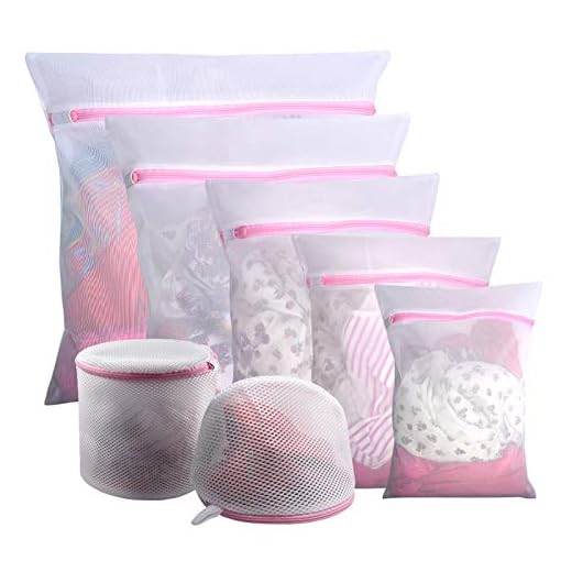 GOGOODA 7Pcs Mesh Laundry Bags for Delicates with Premium Zipper, Travel Storage Organize Bag, Clothing Washing Bags for Laundry, Blouse, Bra, Hosiery, Stocking, Underwear, Lingerie