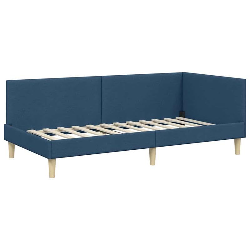 Eleganz Estructura de cama esquinera de tela y madera revestida, 90 x 190 cm, cabecero moderno para dormitorio, duradero y ahorra espacio