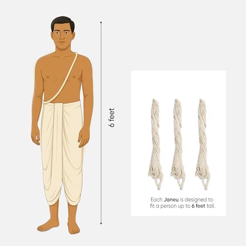 Image of Janeu Yagyopavit Dhaga for Brahmin | 20 Pieces Janau with Haldi Pouch | Pure Sacred Thread for Rituals, Worship, and Spiritual Blessings | Pack of 1 (Yagyo Pavitam for Puja)