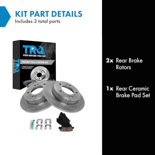 Image of TRQ Rear Brake Pad and Rotor Set Ceramic Compatible with 2019-2022 Kia Forte