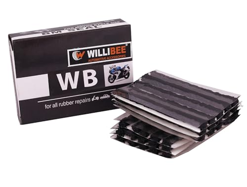 Image of WILLIBEE (Pack of 30) Premium Heavy Duty Tubeless Tyre Puncture Repair Strips,30 Black Puncher Repair Seal Strips for Car, Bike, SUV, & Motorcycle