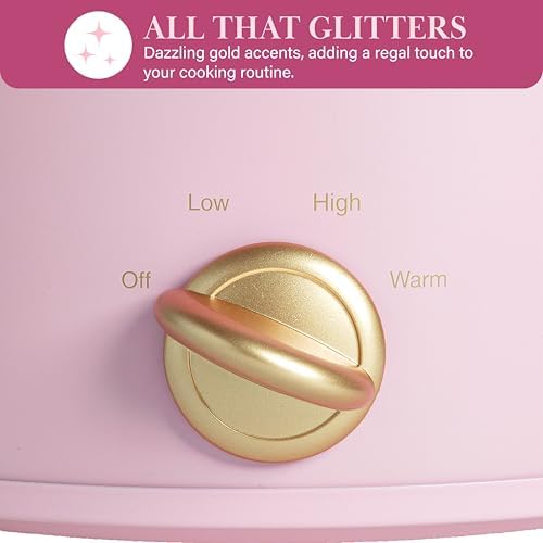 Paris Hilton 3.5-Quart Manual Slow Cooker, Features Three Settings (Low, High, Warm), Naturally Nonstick and Dishwasher Safe Stoneware Insert, Family Sized Capacity, Pink - Thumbnail 5
