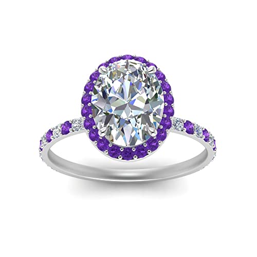 Image of Choose Your Gemstone Oval Halo Ring 925 Sterling Silver Oval Shape Halo Engagement Rings Gemstone Wedding Promise Gift Casual Wear Party Wear Daily Wear Office Wear US Size 4 to 12