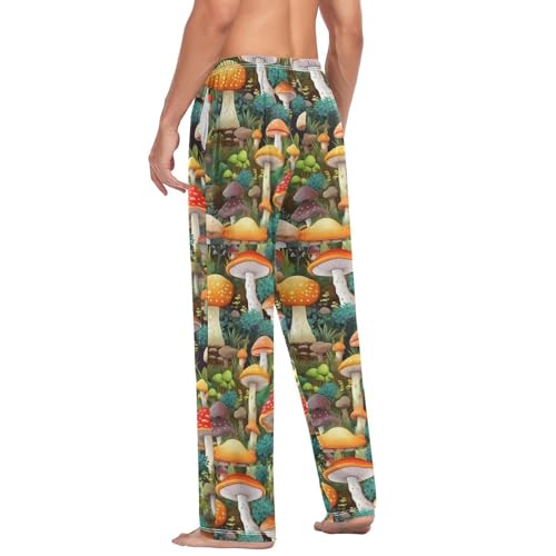Men’s Watercolors Mushrooms Pajama Pants with Pockets, Comfortable Lounge Sleep Bottoms#351 5