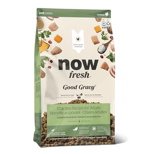 Now Fresh Good Gravy Premium Dry Dog Food with Chicken & Ancient Grains for Small Breeds, Healthy Kibble for Adults Coated in Bone Broth – Serve Moist with a Splash of Water, 3.5 lb Bag