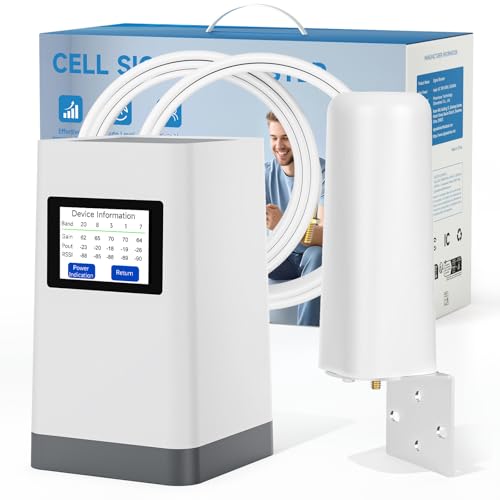 Amplificateur 4G LTE GSM 3G – Antenne Interne & 70dB Gain Réglable Support Multi-opérateurs Français Compatibilité Multi-Bandes (B1/3/7/8/20)...