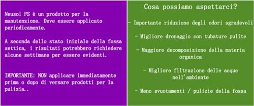 Neusol FS - Attivatore biologico Trattamento Batteri Enzimi Fossa settica Pozzo nero Elimina gli odori Migliora la filtrazione Previene gli intasamenti Riduce lo svuotamento/pulizia - 6