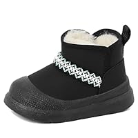 MK MATT KEELY Kids Snow Boots Boys Girls Winter Waterproof Boots Toddlers Warm Walking Shoes for Outdoor with Anti-Slip Rubber Sole,Black,8.5/9 UK Child