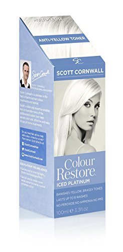 Scott Cornwall Colour Restore Iced Platinum Toner anti cheveux jaunes, usage multiple – Élimine les reflets jaunes pour obtenir un blond platine parfait - Lot de 2 boîtes