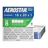 Aerostar 18x20x1 MERV 8 Air Filter, 6 Count, ACTUAL SIZE (17.50 x 19.50 x 0.75), HVAC, Air Conditioning & Furnace Filter Captures Dust, Lint & Pollen (MPR 600 / FPR 5), Made in USA