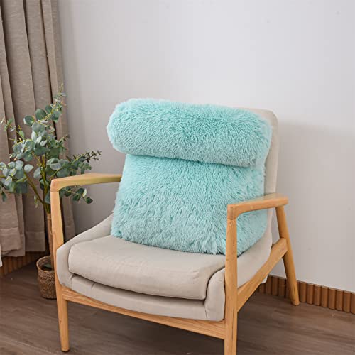 A Nice Night Faux Fur Reading Pillow Bed Wedge Shaped Adult Children Backrest For Reading, Gaming, Watching - With Adjustable Neck Pillow,Aqua #TOP15