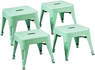 Costzon Kids Stackable Metal Stools w/Safety Rounded Corners & Rubber Pads, Children Portable