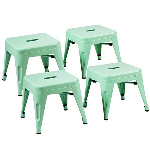 Costzon Kids Stackable Metal Stools w/Safety Rounded Corners & Rubber Pads, Children Portable