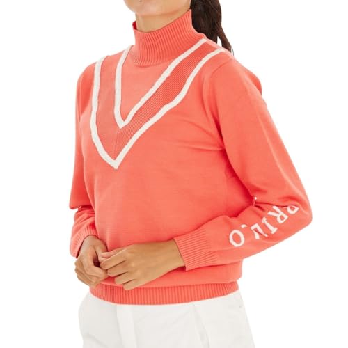 Delsol 7791 PK さがら刺繍ハイネックニット