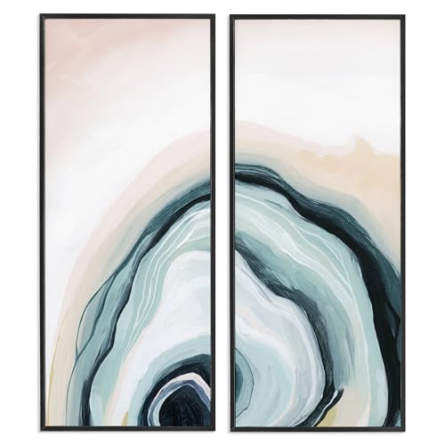 Stupell Industries 'Abstract Seashell Interior Round Curves', 2pc Framed Giclee Art Set 2, Black, 10 x 24 Inches, Easy to Hang and Sturdy, Made in USA, by Grace Popp