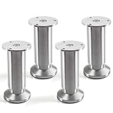 4er Set Möbelfüße ALPHA verstellbar Sockelfüße Alu gebürstet, belastbar bis 250 Kg, Höhe: 120 mm von SO-TECH